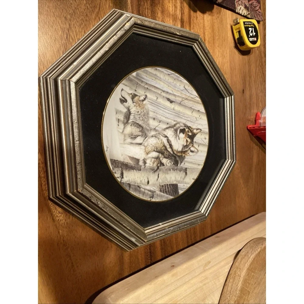 Hamilton Coll. Framed Plate Broken Silence Year Of The Wolf Collection #0605F
